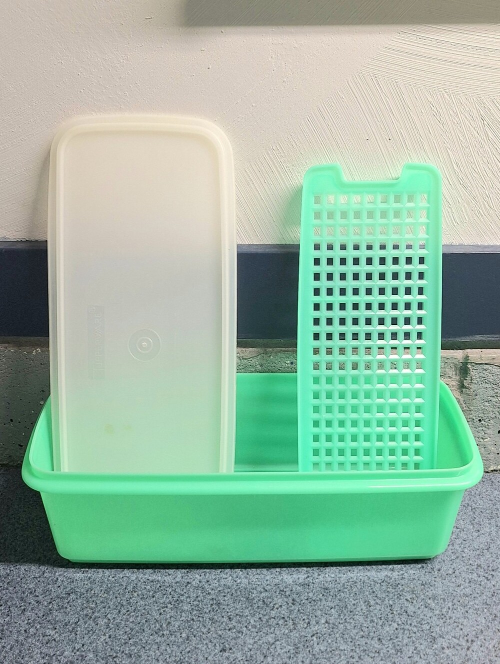 Tupperware Jadeite Celery & Vegetable Keeper #784-6, #782-8 1970's